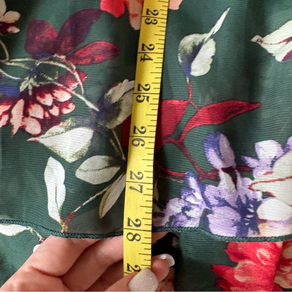 Emory Park Green Floral Kimono Cardigan Shawl Wrap Duster Sheer Boho Bloom 1XL - Picture 7 of 7